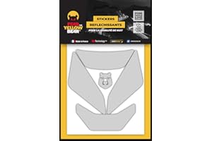 FEAR THE YELLOW BEAR YELLOW BEAR Fear The Yellow Bear© Easy Iron, Kit 5 Stickers Rétro réfléchissants REPOSITIONNABLES, pour Casque Moto, 3M™ Technology, Blanc
