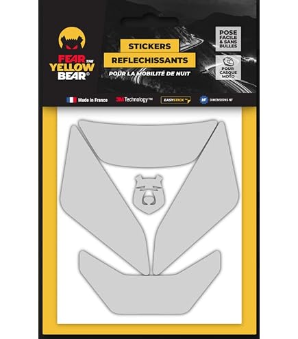 Kit 4 Stickers Rétro-réfléchissants Yellow Bear - Repositionnables Pour Casque Moto - Norme ECE 104