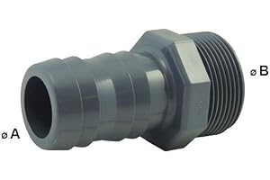 EZFITT Douille cannelée mâle en PVC - Ø A: 50mm | Ø B: 1''1/2