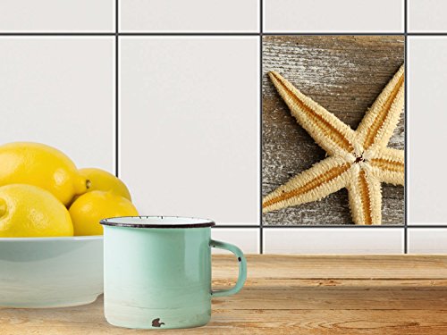 Fliesen-Folie | Dekor-Sticker Aufkleber Folie Küchenfolie Bad-Fliesen Wand Deko | 15×20 cm Design Motiv Starfish – 1 Stück - 2