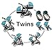 Duellette 21 Combo Twin Tandem Pushchair Baby Newborn carrycots Pram Travel system Tandem stroller buggy: 2 Pramette/seat units, 2 footmuffs 2 Rain covers, Teal mist by Kidz Kargo