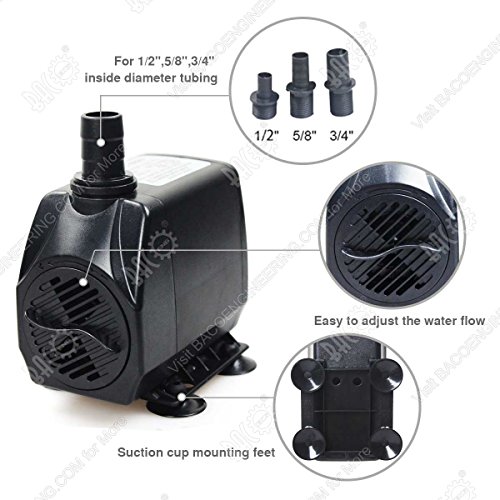 BACOENG Aquarium Pumpe Förderpumpe Teichpumpe Tauchpumpen Wasserpumpe Fontäne Pumpe 200/600/1000/2000/2500LPH (2000L/h) - 4