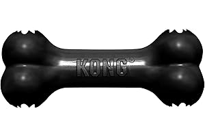 KONG Extreme Goodie Bone - Heavy Duty Rubber Bone for Strong Chewing - Black