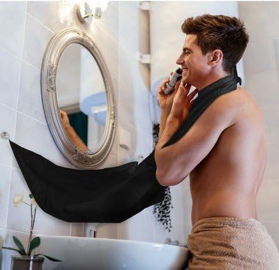 Efile Grooming and Shaving Hair Catcher- Shave Apron Trim Your Beard In Minutes Without The Mess And Stop Clogging Your Sink (Black）)