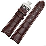 Handgearbeitetes echtes Lederarmband aus Leder 22Mm 23Mm 24Mm für Tissot T035 Uhrenarmband-Gurt Stahlschnalle Handgelenk Armband mit Schnalle braun 24mm