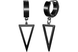 Yumilok Hommes Boucles d'oreilles en Acier Inoxydable: Hip Hop Bagues d'oreilles avec Pendentif de Triangle - Pendante d'oreille Géométrique Tendance - Bijoux Fantaisie Adolescent Décoration