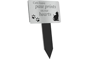 ORIGINDESIGNED Cat Memorial Plaque Stake SILVER and Black - Outdoor Garden Waterproof (Paw Prints)