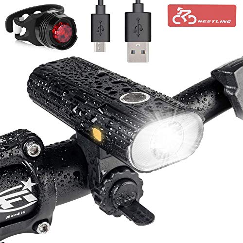 HUAYUU 2400 lumens Lumière de vélo Ensemble de Nuit Lampe de vélo 2 T6 LED vélo Phare Avant Lampe Frontale Head Light + arrière de sécurité Lampe de Poche Rechargeable USB Guidon Vélo Lampe