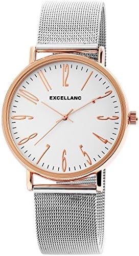 Exce Llanc with Stainless Steel Mesh Band Watch in Silver/Roséfarbig | 1300010 Boots