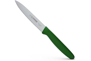 Giesser since 1776 - Made in Germany - Coltello per verdure, 10 cm, Veggie, verde, manico ergonomico, antiscivolo, piccolo coltello da cucina inossidabile, coltello affilato per una cucina sana