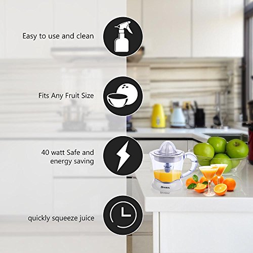 Homdox Zitruspresse Elektrisch Citrus Squeezer Juicer mit Start / Stopp Automatik 1L, 40W für Orangen Mandarinen Grapefruits Limetten Zitronen - 6