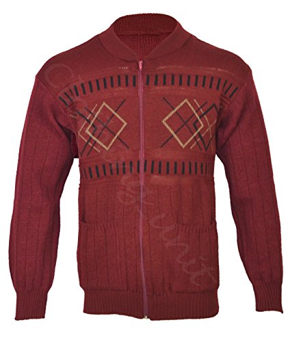 Clothing UnitZ1 Mens Classic Zip Up Or Button Up Cardigan Argyle Diamond Grandad S M L XL