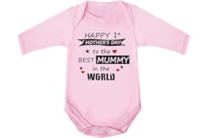 CHEEKYTOTS Happy 1st Mothers Day to the Best Mummy in the World Babygrow 100% Cotton Designed and Printed in The UK