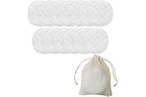 GGUFAY Wiederverwendbar Stilleinlagen (11 Stück), Waschbare Hautfreundlich Pads - Natürliche Bambusbaumwolle, Auslaufsicher, Saugfähig & Ultraweich für Stillen mit Netzbeutel aus Baumwolle （10 cm)