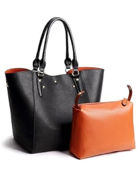 VECHOO 2in1 Damen Handtasche Elegant Shopper tasche groß Weich Leder Schultertaschen Henkeltasche Umhängetasche...