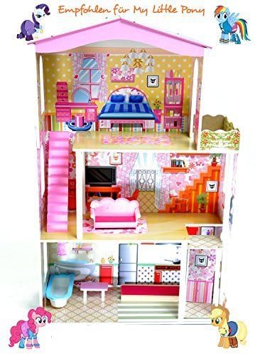 Best For Kids Trendy Doll House Kesja MDF Wooden Doll House with furniture and figures 3 floors with elevator- BEST QUALITY