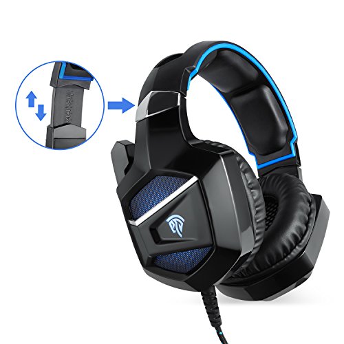 EasySMX Cascos Gaming  K5 Gaming Headset con Drivers Neodimio 40mm  Auriculares PS4 con 3 5mm Audio Jack y Micr  fono Oculto  Compatible con PC  PS4 Negro Azul 