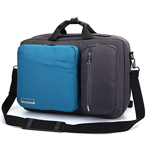 SOCKO 17,3 Zoll Mehrzweck Laptop Rucksäcke Reiserucksack Wanderrucksäcke College Studenten Rucksack Business Henkeltasche Aktentasche Schultertasche Umhängetasche mit Griffe und Tragriemen für 17 – 17,3 Zoll Laptop / Notebook / Macbook Computer,Grau-Blau - 9