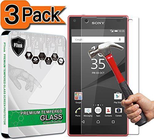 [3-Pack] Xperia Z5 Compact Screen Protector, PThink® [Tempered Glass] Screen Protector for Sony Xperia Z5 Compact with 9H Hardness/Anti-scratch/Fingerprint resistant
