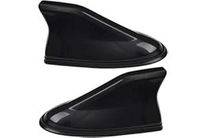 XYDZ 2PCS Shark Fin Antenna, Universal Upgraded Car Shark Fin Roof Auto Radio Signal Aerials Am/FM Signal Amplifier Car Radio with Adhesive Base Waterproof - Black