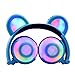 Price comparison product image Jintime Kids Wireless Headphones with Cute Cat Ear LED on-Ear Foldable Earphone Boys/Girls Headset Support TF Card, Lighter Comfortable Earphone Music Player (Blue)