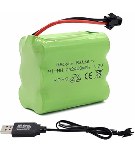 Nvizyeu 9,6 V batterij 1500 mAh oplaadbare AA Nimh batterij voor RC Tank en RC boot elektrisch speelgoed met oplaadkabel (stekker 9,6 V KET