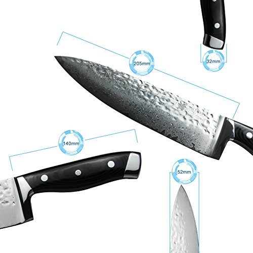 SWITYF VG-10 hochwertige japanische Stahl-Kochmesser das 205mm lang und mit hohen Kohlenstoffgehalt ist. Alveolen Damaskus Entwurf. DCK-HK - 2