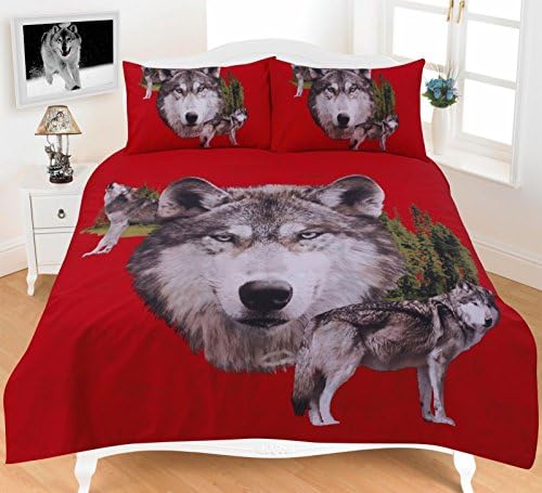LnB Wolfs Red Poly Cotton Bedding Set/Duvet Cover Single-Double-King (King)