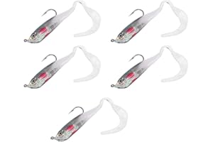 Keenso 5 Piezas de Cebo de Pesca, Señuelos de Pescado Suaves con Anzuelo Cebo de Lubina