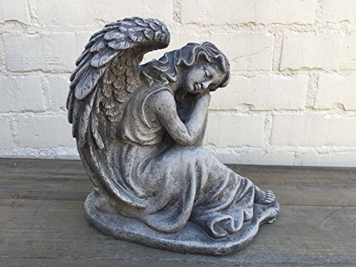 Steinfigur Figur Skulptur Garten Deko Grabfigur Engel frostfest 25 cm 6,4 kg - 2