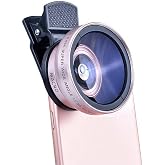 2&rsquo;si 1 Arada Klipsli Telefon Kamera Lensi 0.45X Ultra Geniş A&ccedil;ı 10X Makro 37mm Evrensel 49mm UV Port Rose Gold