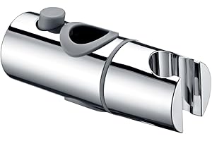 DETBOM Supporto Soffione Doccia, Gamma di Diametri 19-20.6mm, Supporto Doccia Regolabile per Saliscendi Doccia, Universale Supporto Soffione Doccia per Barra per Saliscendi (Cromato Argento)