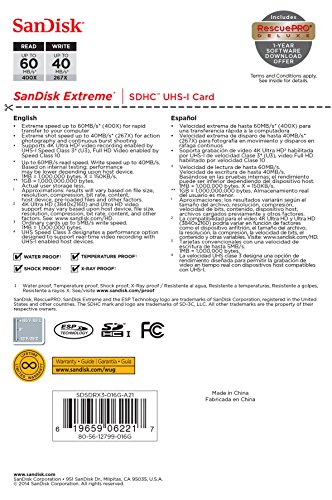 SanDisk Extreme SDHC 16GB bis zu 60 MB/Sek, Class 10, U3 Speicherkarte - 5
