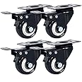 Nisma Engineering Heavy Duty Caster Wheels Soft Rubber Swivel 1.5" with 360 Degree Plate Fittings 2 with Brakes & 2 Swivels 300Kg Load, movement casters rollers paiye
