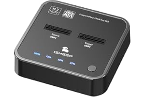 ISHEEP SATA M.2 SSD Duplicator Docking Station with Offline Clone Function, 10Gbps Transfer Speed, Supports B+M Key M.2 SSDs, Support Offline Clone Duplicator (H016S)