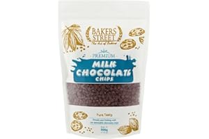 GENERIC Bakers Street Milk Chocolate Chips 500g - Premium Quality Chocolate for Baking, Desserts, Cookies, Cakes, Muffins, Cupcakes & Decorating