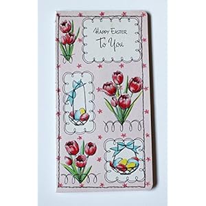 Karte Grußkarte vintage mit Kuvert | Ostern | handgemacht upcycled | Tulpen rosa