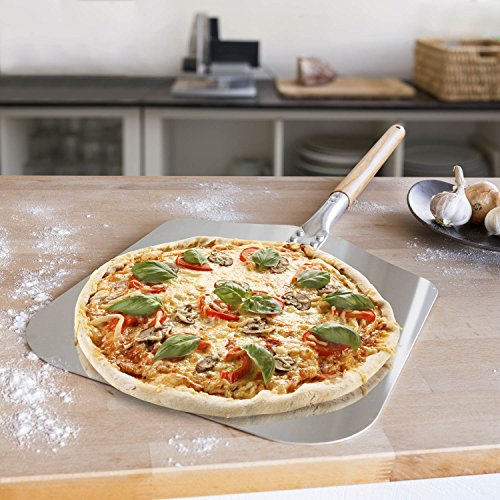 Original Pizzaschaufel aus Metall eckig 80 x 31 cm – Pizzaheber für Pizza-Ofen mit langem Holz-Griff; Pizzaschieber auch als Ofenschaufel und Brotschieber - 3