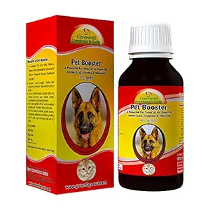 Growel Pet Booster - Dog & Cat Supplement with 46 Essential Amino Acids, Vitamins & Minerals (100 ml.)