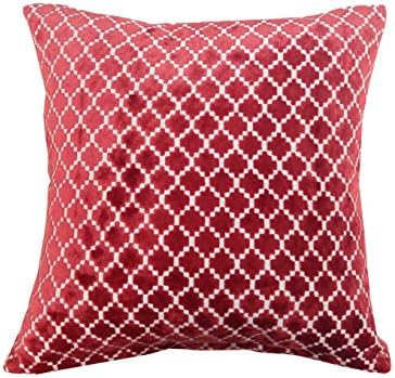Versace Square Cushion Cover Soft Chenille Squares 43x43cms (Red)