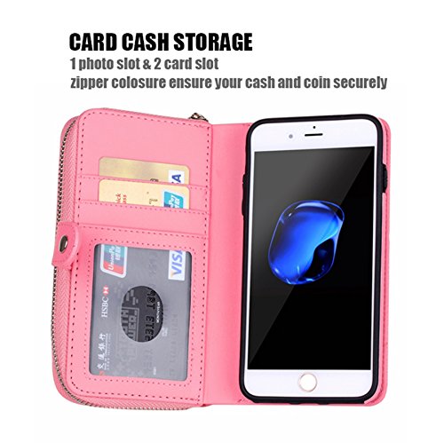 iPhone 6/6S Wallet Case, Hynice iPhone 6/6S Wallet Purse Case Leather Zipper Case with credit card slots and Magnetic Detachable Slim Cover for iPhone 6/6S 4.7