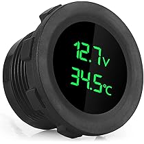 Voltmetro Digitale Per Auto 12V - Monitor Batteria E Temperatura, Display LED, Materiale Ignifugo - Foto 4