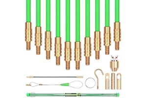 SWANLAKE GARDEN TOOLS SWANLAKE 50' Fiberglass Running Wire Cable Coaxial Electrical Fish Tape Pull Push Kit With Glow Rod