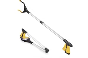 APTOPER Litter Picker Grabber Stick, 26inch Helping Hand Grabbers for Disabled, Litter Pickers for Adults Foldable Rotating 360 Degree Reaching Aids (26" Yellow)