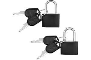 SULIUDAJI 2 Pièces Cadenas Clé Casier College, Cadenas Valise avec Clés, 28mm Bagages Petit Serrures à Bagages pour Sacs de Casier de Gym de Voyage Valises de Vacances,Noir