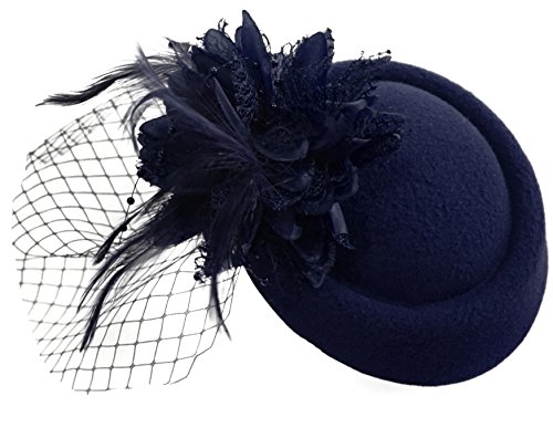 CaprilitePillbox Fascinator Hat for Women Weddings Bird Cage Veil Clip