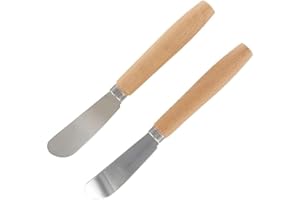 Fackelmann Set 2 pz Spatole Spalma Burro e Formaggi in Crema, parte funzionale in Acciaio Inox con manico in Legno di Faggio, 17x2x2 cm, Linea Sybaris