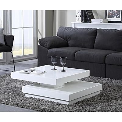 Générique VEGAS Table basse carrée pivotante L75 cm blanc