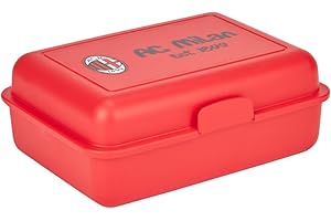AC Milan Porta pranzo con 2 compartimenti interni, Plastica organica,Prodotto Ufficiale, Rosso