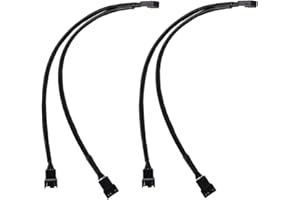 Ainkou 2 PCS PWM Fan Splitter Cable PC Fan Extension Cable Fan Power Adapter (Black Sleeved Braided)